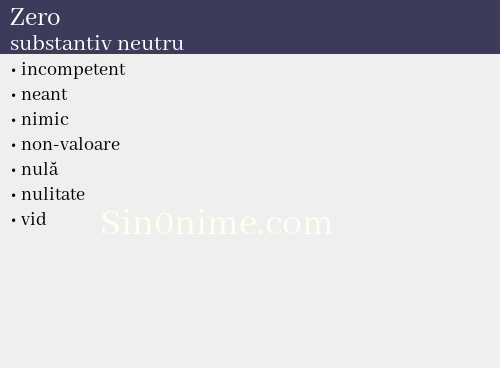 Zero, substantiv neutru - dicționar de sinonime