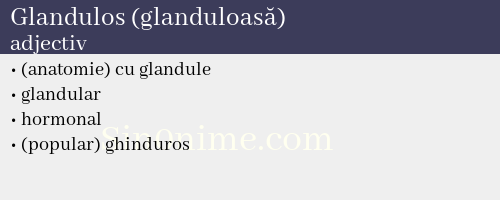 Glandulos (glanduloasă), adjectiv - dicționar de sinonime