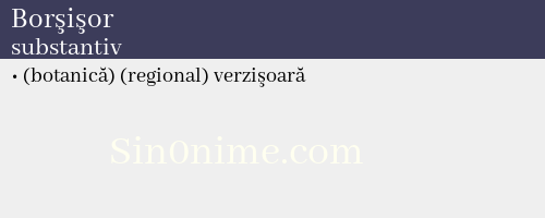 Borşişor, substantiv - dicționar de sinonime