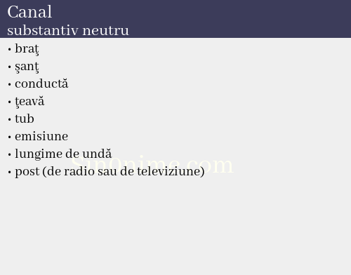 Canal,   substantiv neutru - dicționar de sinonime