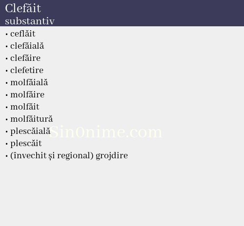 Clefăit, substantiv - dicționar de sinonime