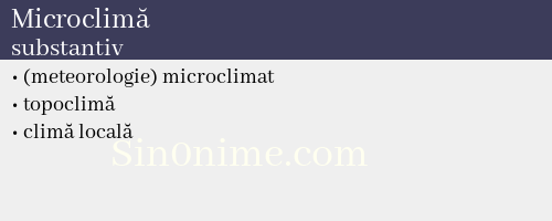 Microclimă, substantiv - dicționar de sinonime