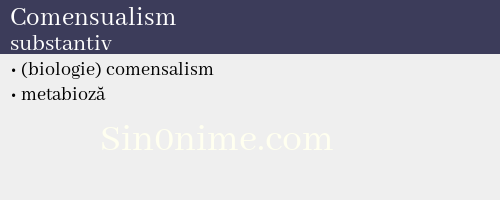 Comensualism, substantiv - dicționar de sinonime