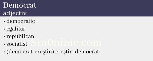 Democrat, adjectiv - dicționar de sinonime