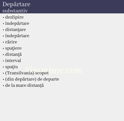 Depărtare, substantiv - dicționar de sinonime