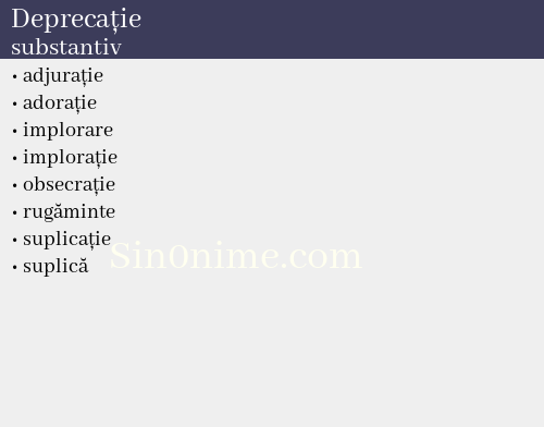 Deprecație, substantiv - dicționar de sinonime