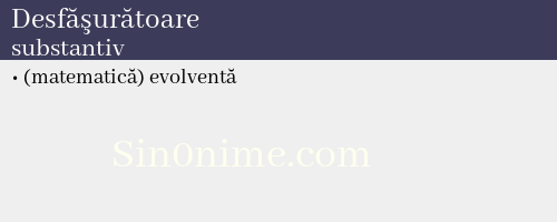 Desfăşurătoare, substantiv - dicționar de sinonime