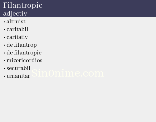 Filantropic, adjectiv - dicționar de sinonime