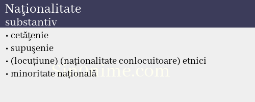 Naţionalitate, substantiv - dicționar de sinonime