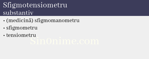 Sfigmotensiometru, substantiv - dicționar de sinonime