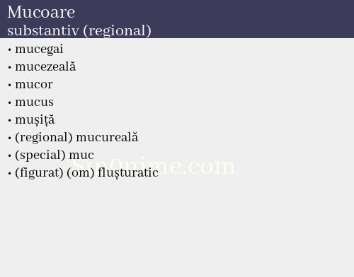 Mucoare, substantiv (regional) - dicționar de sinonime