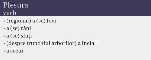 Plesura, verb - dicționar de sinonime