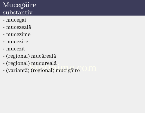 Mucegăire, substantiv - dicționar de sinonime