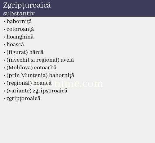 Zgripțuroaică, substantiv - dicționar de sinonime