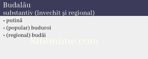 Budalău, substantiv (învechit și regional) - dicționar de sinonime