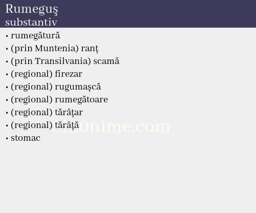 Rumeguş, substantiv - dicționar de sinonime