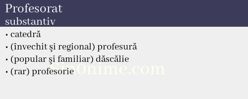 Profesorat, substantiv - dicționar de sinonime