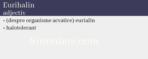 Eurihalin, adjectiv - dicționar de sinonime