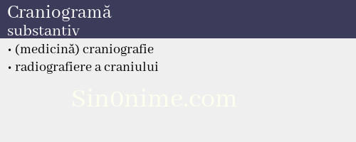 Craniogramă, substantiv - dicționar de sinonime