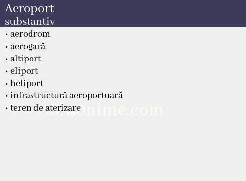 Aeroport, substantiv - dicționar de sinonime