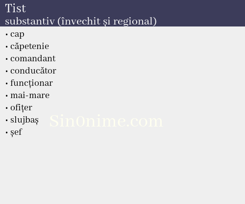 Tist, substantiv (învechit și regional) - dicționar de sinonime