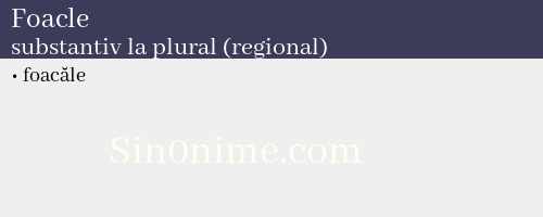 Foacle, substantiv la plural (regional) - dicționar de sinonime