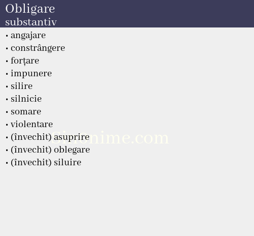 Obligare, substantiv - dicționar de sinonime