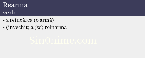 Rearma, verb - dicționar de sinonime