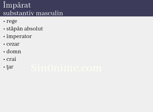 Împărat,   substantiv masculin - dicționar de sinonime