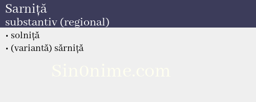 Sarniță, substantiv (regional) - dicționar de sinonime