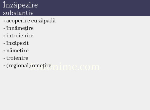 Înzăpezire, substantiv - dicționar de sinonime