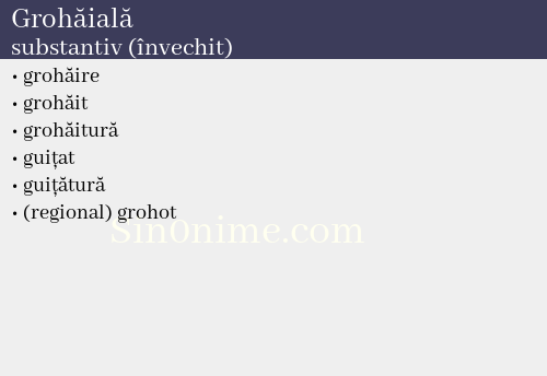 Grohăială, substantiv (învechit) - dicționar de sinonime