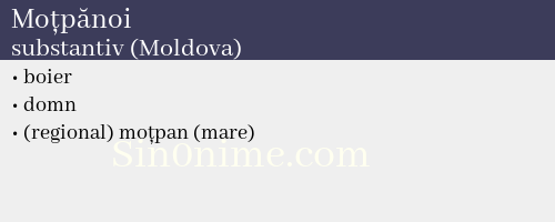 Moțpănoi, substantiv (Moldova) - dicționar de sinonime