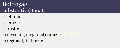 Bolonșag, substantiv (Banat) - dicționar de sinonime