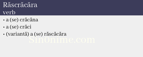 Răscrăcăra, verb - dicționar de sinonime