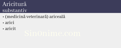 Aricitură, substantiv - dicționar de sinonime