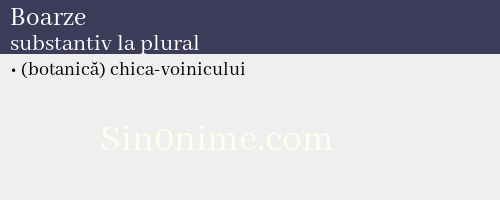 Boarze, substantiv la plural - dicționar de sinonime