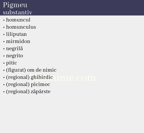 Pigmeu, substantiv - dicționar de sinonime