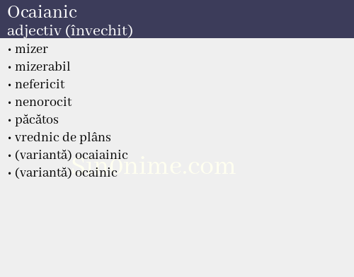 Ocaianic, adjectiv (învechit) - dicționar de sinonime