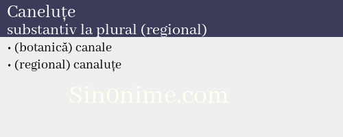 Caneluțe, substantiv la plural (regional) - dicționar de sinonime