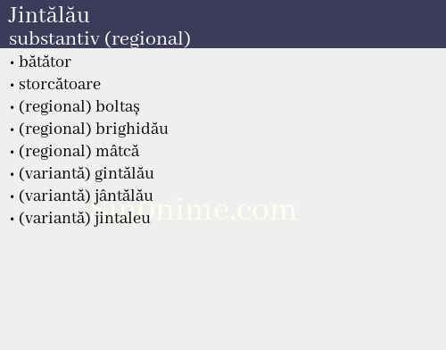 Jintălău, substantiv (regional) - dicționar de sinonime