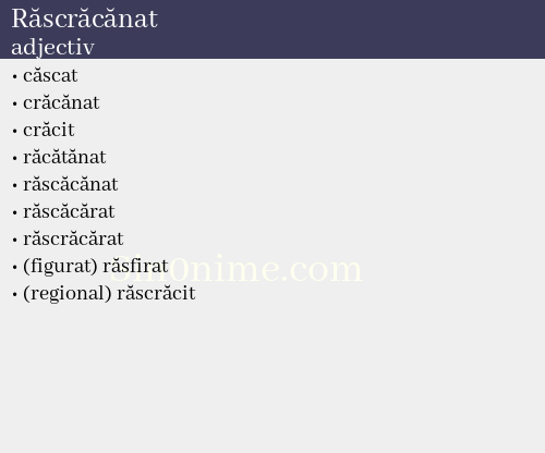 Răscrăcănat, adjectiv - dicționar de sinonime