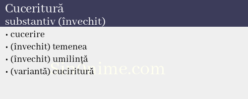 Cuceritură, substantiv (învechit) - dicționar de sinonime