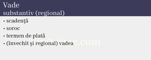 Vade, substantiv (regional) - dicționar de sinonime