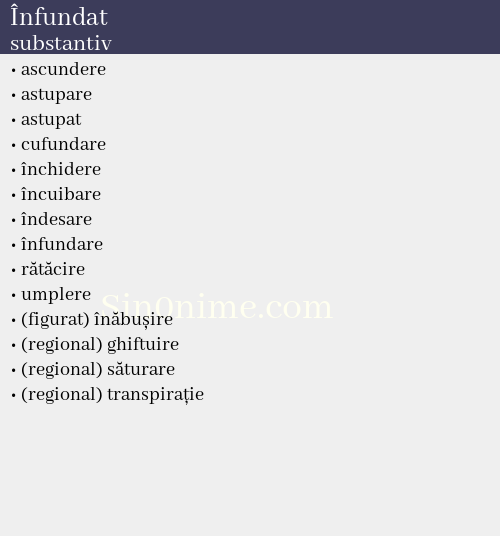 Înfundat, substantiv - dicționar de sinonime