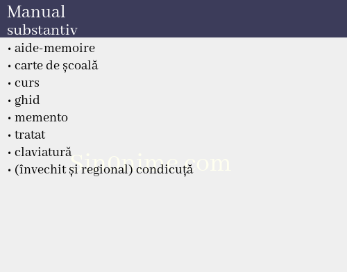 Manual, substantiv - dicționar de sinonime