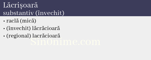 Lăcrișoară, substantiv (învechit) - dicționar de sinonime