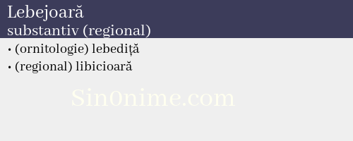 Lebejoară, substantiv (regional) - dicționar de sinonime