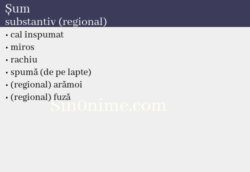 Șum, substantiv (regional) - dicționar de sinonime