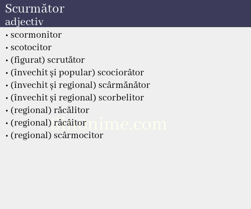 Scurmător, adjectiv - dicționar de sinonime